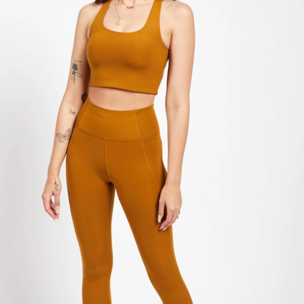 Girlfriend Collective Matching Set in Saddle